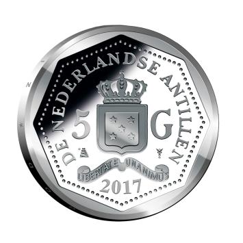 5 Gulden 2017 Verjaardagsmunt Koning Willem-Alexander Nederlandse Antillen zilver proof
